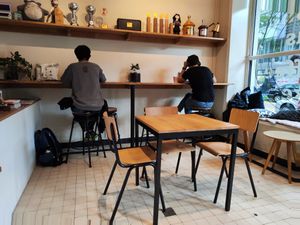 Indoor seating at MAME  in Zurich