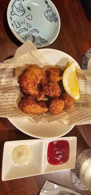 Deep fried soy meat at bar thumbs up! in Gifu