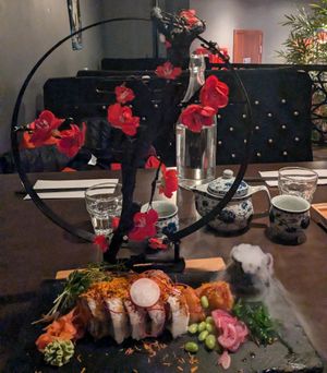 Vegan maki + tofu nigiri. Jasmin tea. at Kazoku in Lulea