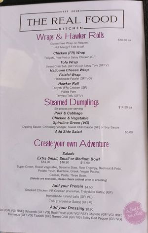 Menu 2 - 28/01/25 at The Real Food Kitchen  in Orewa