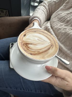 Oat milk cappuccino (no extra charge for oat)  at Coffi Lab in Cardiff