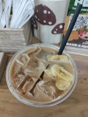 Banana bread iced latte at THE MARKET By ROOTED in Walnut Creek