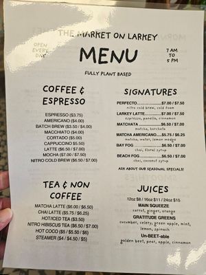 The Market menu at THE MARKET By ROOTED in Walnut Creek