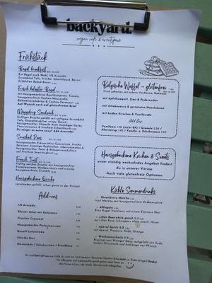 Menu page 1/2  at Vegan Backyard in Berlin