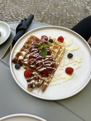 Sweet waffle   at Vegan Backyard in Berlin