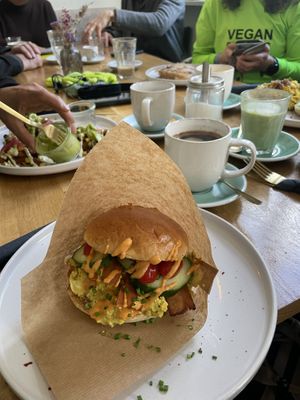 Egg drop sandwich  at Vegan Backyard in Berlin
