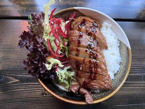 Reisbowl mit veganer Ente (33)  at House of Vegan in Leipzig