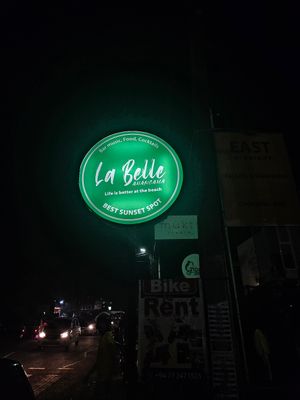 Tucked away from the street, you need to follow this sign at La Belle in Ahangama