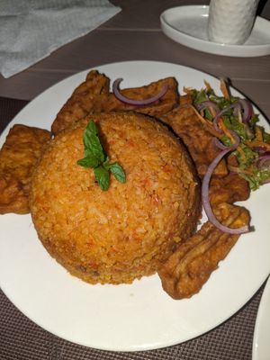 Jollof rice at Kigali Pan-Afrikan Kitchen in Kigali