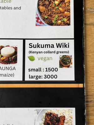  Yah Kenyan sukuma! 😋   at Kigali Pan-Afrikan Kitchen in Kigali