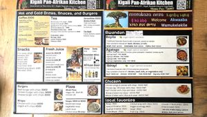 Menu  at Kigali Pan-Afrikan Kitchen in Kigali