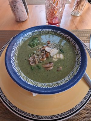 Coconut soup 😍 this is a must have at Santé in Mallorca