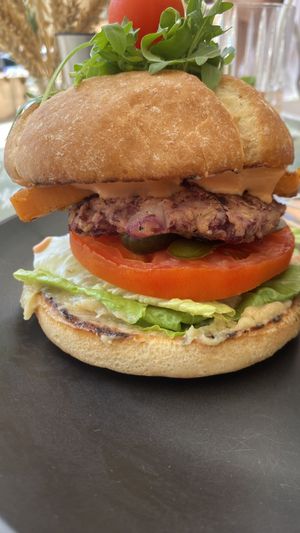 Vegan burger  at Santé in Mallorca