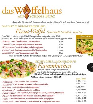 menu with vegan options at Waffelhaus zum Bergischen Löwen in Solingen