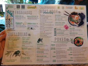 Menu at Katoa in Roquetas De Mar