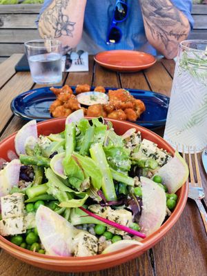 Spring farro salad and buffalo bites  at Nova Terra Kitchen & Creamery in Sebastopol