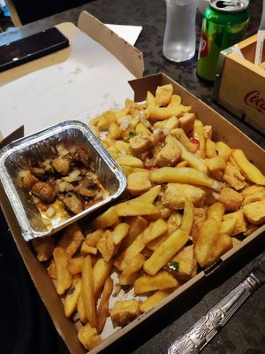 Salt and pepper chip and tofu box at Sweet Mandarin in Manchester