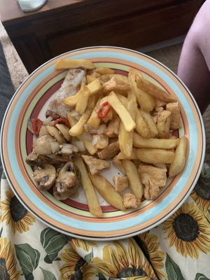 Vegan gf salt & pepper munchie box & spring roll   at Sweet Mandarin in Manchester