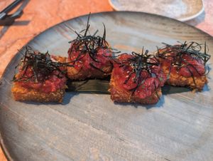 Crispy rice at INTI - A Nikkei Experience in Nairobi