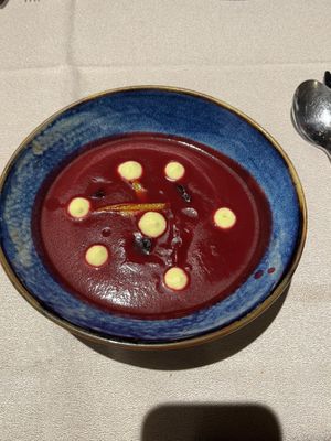 Crema de remolacha.   at Mediterranea - Real Healthy Food in Milan