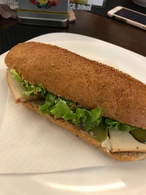Smoked tofu sandwich which can be taken out or eaten in at Makro Vega in Split