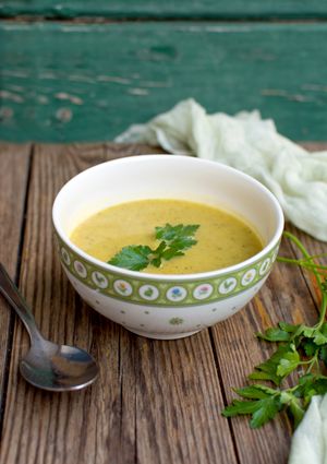 Pumpkin cream soup with oat cream(100% vegan) at Makro Vega in Split