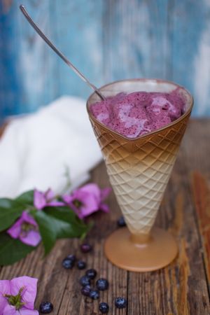Raw blueberry icecream 100% vegan and raw sugarfree and healthy at Makro Vega in Split