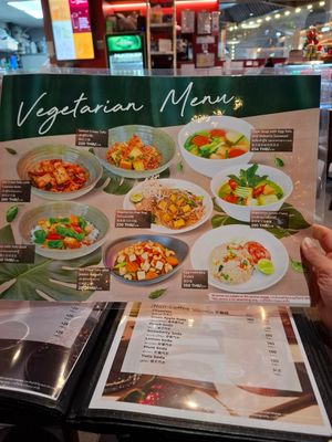 Menu w/o vegan options at BKK - Aroi Restaurant in Samut Prakan