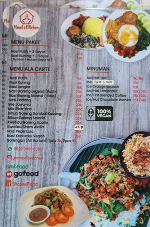 Menu at Maxel's Kitchen in Jakarta