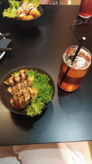 Dumplings and rose ice tea at Home Taste Jia in Kiel