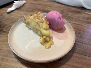 Apple Pie with Icecream (choices: Chocolate, Rose, Strawberry)  at Arkateno in Omodos