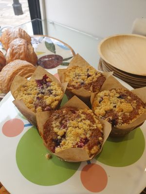 Vegan berry and banana muffins at Nathalie's Kitchen in North London