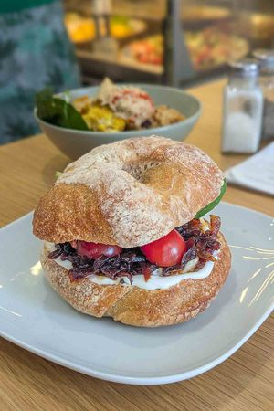 VLT with carrot bacon and fried onions at Nathalie's Kitchen in North London