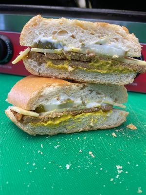 Pressed Cuban sandwich with house made seitan “Ham” at Tiny Vegan in Richmond