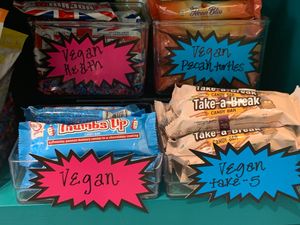 Vegan Heath Bar, Vegan Pecan Turtles, Vegan Take 5, Vegan Thumbs Up at Sticky Fingers  in Grand Rapids