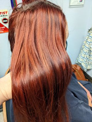 Rich reds at TeamFaires Hair Studio in Pflugerville