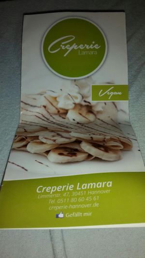 Vegan menu at Creperie Lamara in Hannover