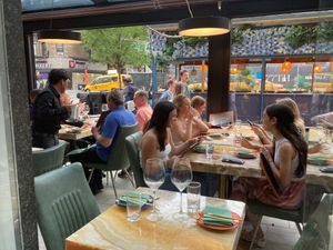 Inside/outside at Blue Mezze Bar in New York City