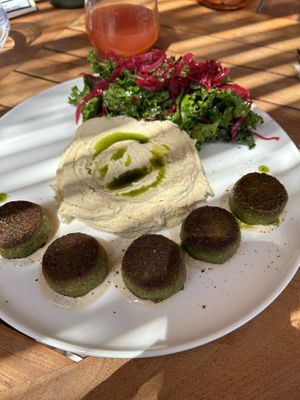 Fava bean falafel with hummus and kale saladd  at Pino and Bugorn - Maybe closed in Izmir