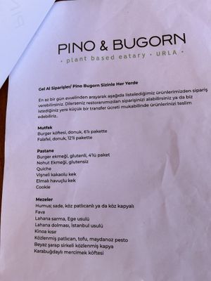 Order and take away menu  at Pino and Bugorn - Maybe closed in Izmir