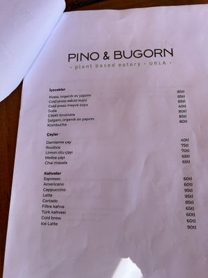 Menu page 2  at Pino and Bugorn - Maybe closed in Izmir