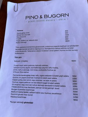 Menu page 1  at Pino and Bugorn - Maybe closed in Izmir