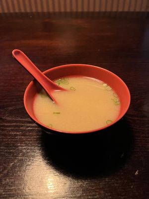 Miso soup (included with tofu teriyaki dinner)  at Fusion Sushi in Jacksonville