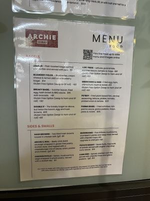 Current menu 22/06/2024  at Archie AM PM in Carseldine