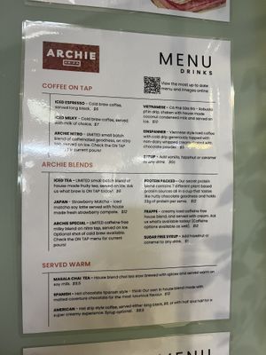 Current menu 22/06/2024  at Archie AM PM in Carseldine