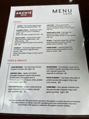 Menu 2 29/6/2024  at Archie AM PM in Carseldine