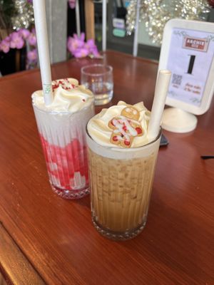 Xmas pop up - Strawberry frappe and gingerbread latte  at Archie AM PM in Carseldine