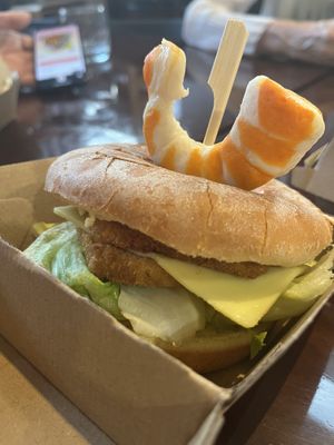 Fish burger From the fish and chip pop up   at Archie AM PM in Carseldine