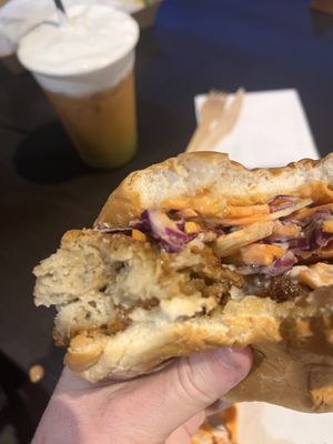 Inside the Korean burger   at Archie AM PM in Carseldine