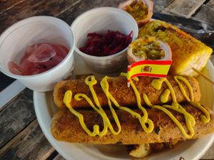 Pan fried Bratwurst at Kham Dee in Chiang Mai